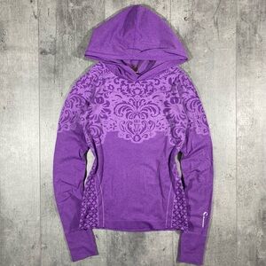 Purple Floral Y2k Hooded Longsleeve